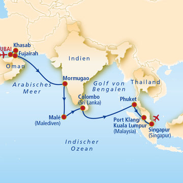 Kreuzfahrt Singapur Dubai 2023